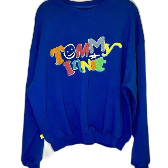 Tommyinnit Sweatshirt Mens  Large Blue Logo Limited Edition Casual Pullover - Picture 2 of 13